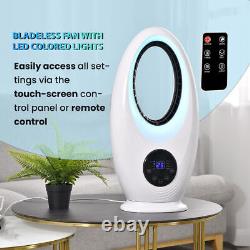 Bladeless Fan with Remote Control Incl. LED Colour Lights, Screen & Timer