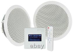 Bluetooth In-Ceiling Speaker Kit In Wall Amplifier USB FM for Home Kitchen Room