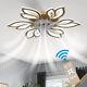 Bluetooth Modern Ceiling Fan Light Chandelier Led Lamp Dimmable Flower Lighting