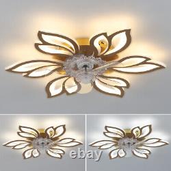 Bluetooth Modern Ceiling Fan Light Chandelier LED Lamp Dimmable Flower Lighting