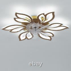 Bluetooth Modern Ceiling Fan Light Chandelier LED Lamp Dimmable Flower Lighting