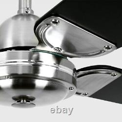Brushed Chrome Ceiling Fan Brushed Chrome / Black Reversible Blades & Motor 42