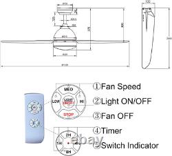 CJOY Ceiling Fan with Lighting and Remote Control Quiet, Lamp White