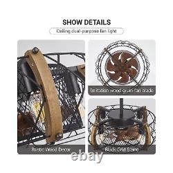 Caged Ceiling Fans with Lights, 17 Inch Farmhouse Ceiling Fan with Remote Cont