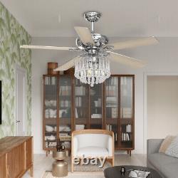 Ceiling Fan Light Luxury Crystal Chandelier Pendant Fan Light Remote Control