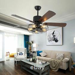 Ceiling Fan Rustic Edison Industrial With Cage Light With Remote Control