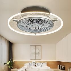 Ceiling Fan With Light LED Lamp Dimmable Remote Control Modern Room Transparent