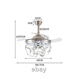Ceiling Fan with Dimmable LED Light Living Room Bedroom Fan Light Remote Control