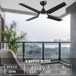 Ceiling Fan with Dimmable Light 48 Inch Fan Remote Control 24W, Black