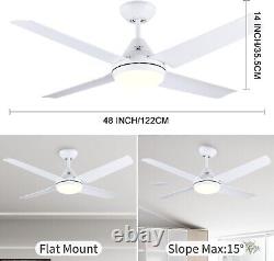 Ceiling Fan with Light, 48 White Ceiling Lamp with Fan and Remote Control NEWDAY