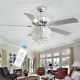 Chrome Ceiling Fan 5 Blades Led Crystal Chandelier 3 Speed With Remote Control 52