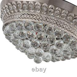Crystal Ceiling Fan Light Remote Control Chandelier LED Lamp & Retractable Blade