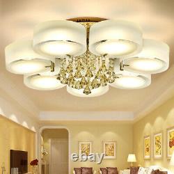 Crystal Chandelier 7 Head Ceiling Light Remote Control Pendant Lamp Home Decor
