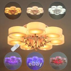 Crystal Chandelier 7 Head Ceiling Light Remote Control Pendant Lamp Home Decor