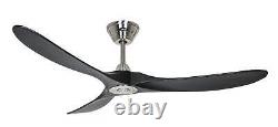 DC ceiling fan with remote control Eco Genuino Brushed Chrome & Black 152 cm 60