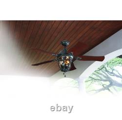 Damp Outdoor/Indoor 52 Lantern Ceiling Fan Unique Patio Light Rustic Cool Cabin