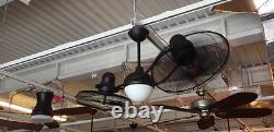 Damp Outdoor/Indoor Rotating 50 Dual Ceiling Fan + Remote Industrial Gyro Light