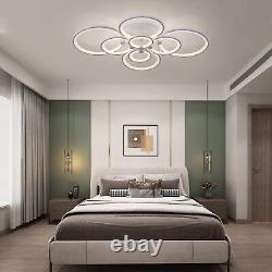 Dimmable 8 Ring Ceiling Light with Remote Control Chandeliers for Living Room 100W