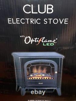 Dimplex Club 2kW Electric Stove Fire Black LED Optiflame With Remote Control