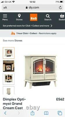 Dimplex Opti-myst Cream Cast enamel effect Electric Stove with real flame effect