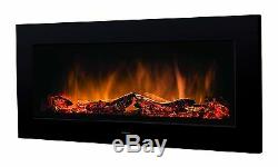 Dimplex SP16 Contemporary Electric Fire 2KW Wall Mounted Optiflame Logs Black