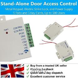Door Access Control Kit With Electric Strike Lock Power Supply Fobs Cards Remote