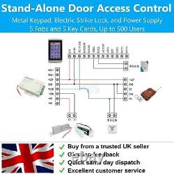 Door Access Control Kit With Electric Strike Lock Power Supply Fobs Cards Remote