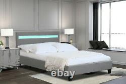 Double Bed Frame With LED Lights Colour Change Remote & Mattress Double King
