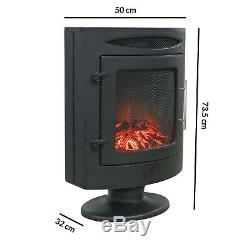 Electric 2kW Portable Stove Heater Fireplace in Black with Remote Control