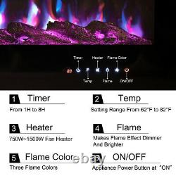 Electric 40506070 Insert/Wall Mounted LED Fireplace Wall Inset 9 Flame Color