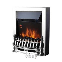 Electric Fire 2kW LED Flame, Warmlite WL45048 Whitby with Remote Control, Chrome