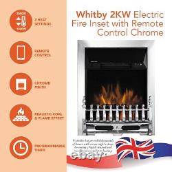 Electric Fire 2kW LED Flame, Warmlite WL45048 Whitby with Remote Control, Chrome