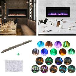 Electric Fire 50 Inch LED Insert Wall Hung 9 Colours Flame with Remote Control