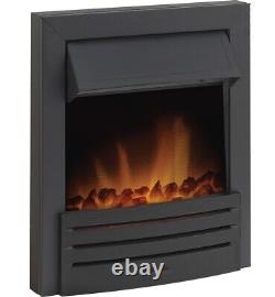 Electric Fire Black Steel Coal Flame Effect Led Remote Control Inset Bnib