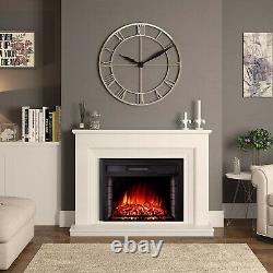 Electric Fire Fireplace Widescreen Tempered Glass Wall Heater LED Flame Effect
