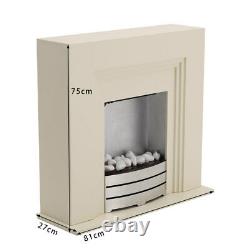 Electric Fireplace Fire Freestand MDF White Surround Led Light Flame Living Room