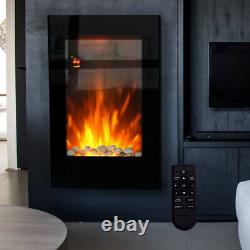 Electric Fireplace Heater Vertical Wall-Mount with Flame Effect Remote Control NEW
