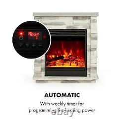 Electric Fireplace Heater Wall Mounted Free Standing Glass 1800W Remote Grey