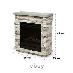 Electric Fireplace Heater Wall Mounted Free Standing Glass 1800W Remote Grey