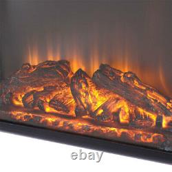 Electric Fireplace Insert Standing Heaters LED Flame Flat Glass Fire with Remote