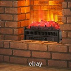 Electric Fireplace Metal Frame LED Fire Wood Ember Bed Logs Burner Heater Stove
