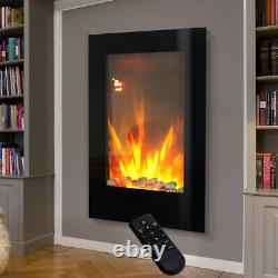Electric Fireplace Vertical Wall Mounted LED Flame Fire Place Heater Living Room