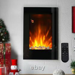Electric Fireplace Vertical Wall Mounted LED Flame Fire Place Heater Living Room