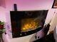 Electric Fireplace Wall Mount Heater Led Flame 35black+remote Control