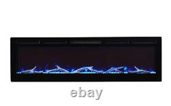 Electric Fireplace Wall Mounted LED 14 Color Wall Inset Black