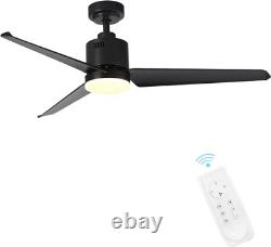 FINXIN Ceiling Fan with Lamp, Light and Remote Control Black