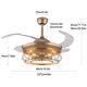 Gold Metal Caged Ceiling Fan Led Light Remote Control Pendant Chandelier Lamp