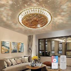 Golden Crystal Ceiling Fan Light with Remote Control Adjustable Wind Speed
