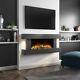 Grey 2kw Electric Fireplace Suite With Wooden Surround Remote Control Led Flame