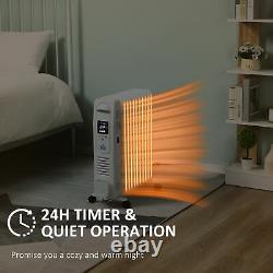 HOMCOM 2720W Oil Filled Portable Radiator Heater with Remote Control White
